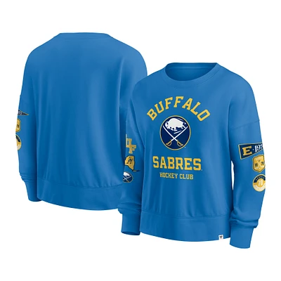 Women's Fanatics  Royal Buffalo Sabres Oversized Vintage Go Team Pullover Sweatshirt