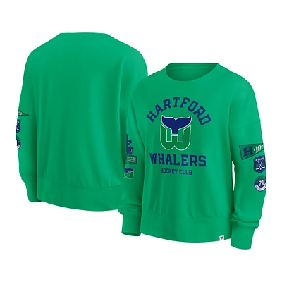 Women's Fanatics  Green Hartford Whalers Oversized Vintage Go Team Pullover Sweatshirt