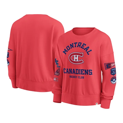 Women's Fanatics  Red Montreal Canadiens Oversized Vintage Go Team Pullover Sweatshirt