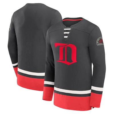 Men's Fanatics  Black Detroit Red Wings Vintage High Point Long Sleeve T-Shirt