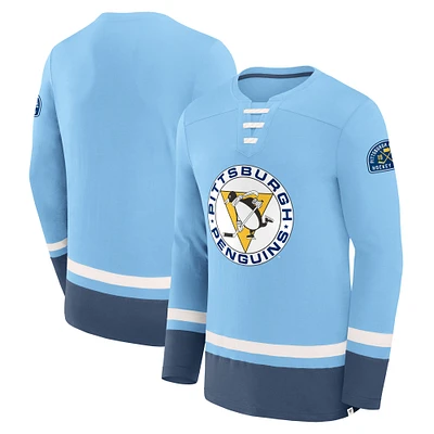 Men's Fanatics  Light Blue Pittsburgh Penguins Vintage High Point Long Sleeve T-Shirt