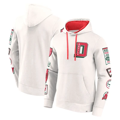 Men's Fanatics  White New Jersey Devils Vintage Letterman Pullover Hoodie