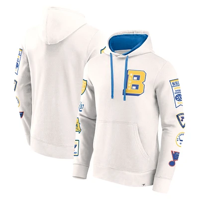 Men's Fanatics  White St. Louis Blues Vintage Letterman Pullover Hoodie