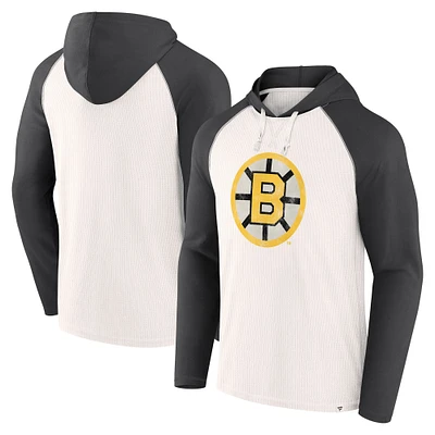 Men's Fanatics White Boston Bruins Vintage Winger Pullover Hoodie