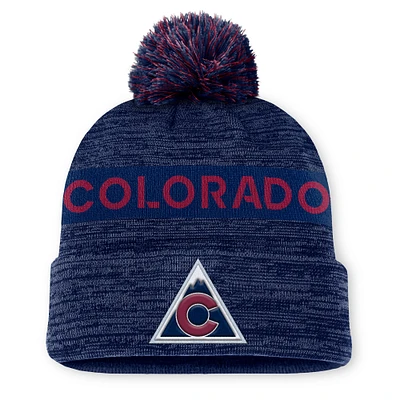 Men's Fanatics Navy Colorado Avalanche  Authentic Pro Alternate Logo Cuffed Knit Hat with Pom