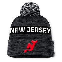 Men's Fanatics Black New Jersey Devils  Authentic Pro Alternate Logo Cuffed Knit Hat with Pom