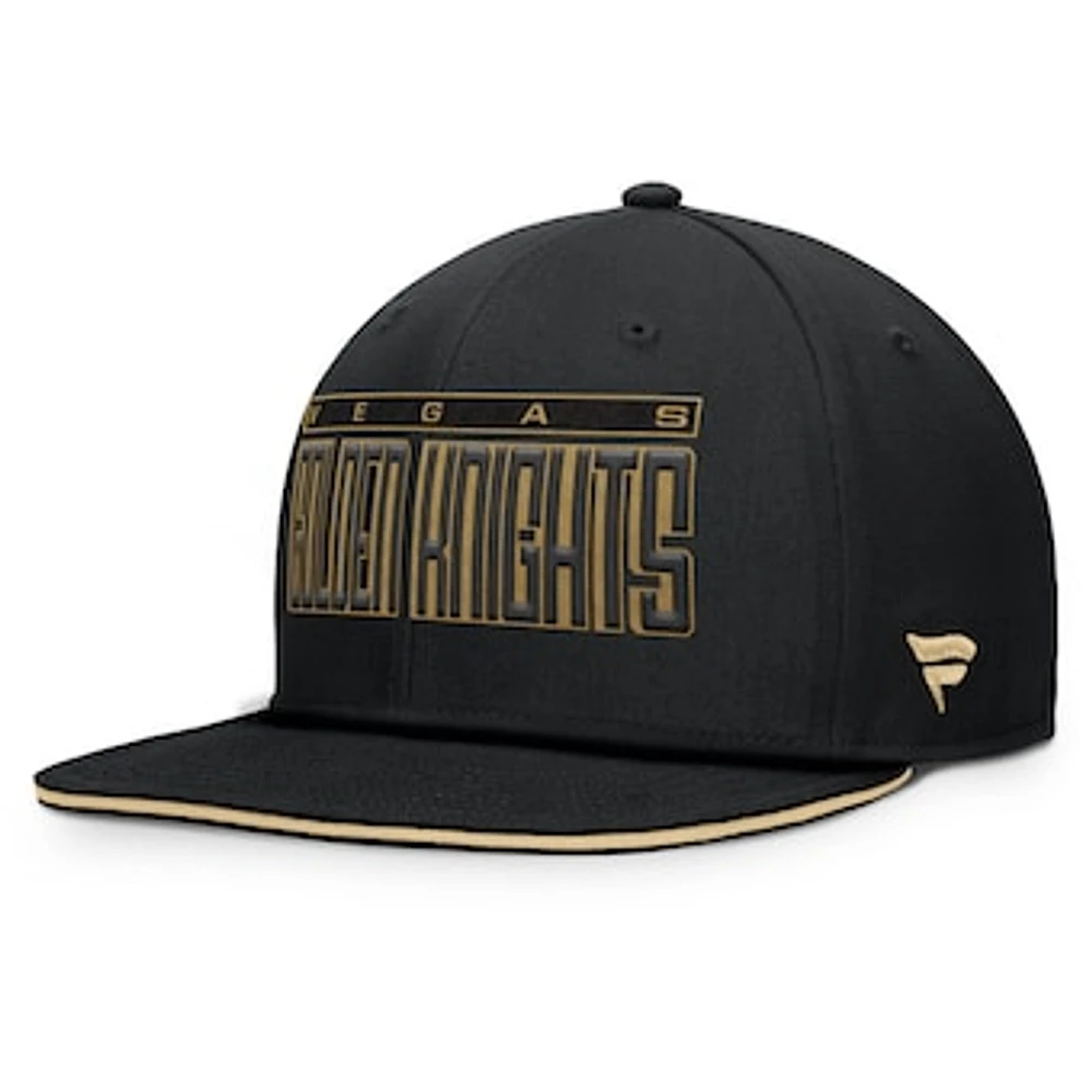 Men's Fanatics Black Vegas Golden Knights Fundamental Gino Stack Text Snapback Hat