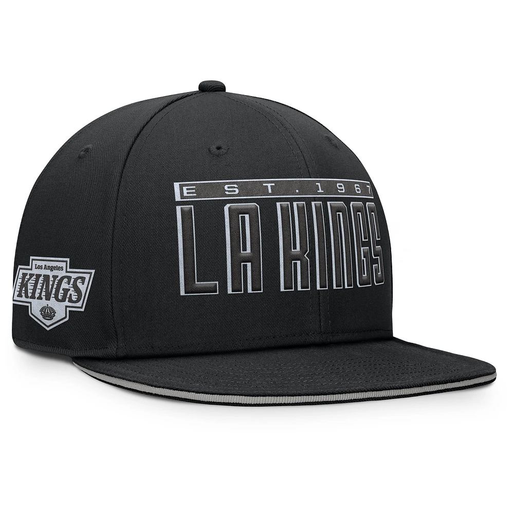 Men's Fanatics Black Los Angeles Kings Fundamental Gino Stack Snapback Hat