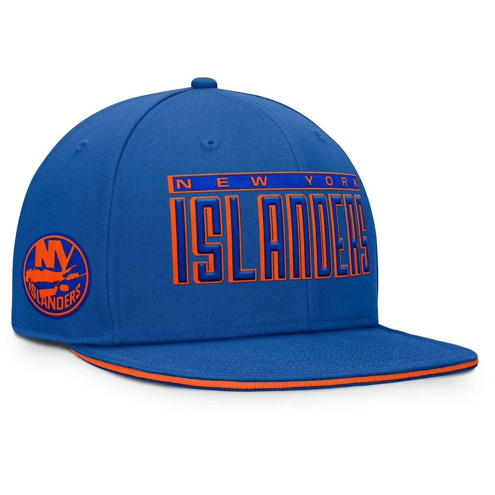 Men's Fanatics Royal New York Islanders Fundamental Gino Stack Text Snapback Hat