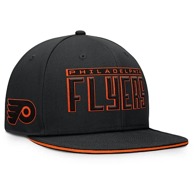 Men's Fanatics Black Philadelphia Flyers Fundamental Gino Stack Text Snapback Hat