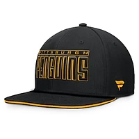 Men's Fanatics Black Pittsburgh Penguins Fundamental Gino Stack Text Snapback Hat