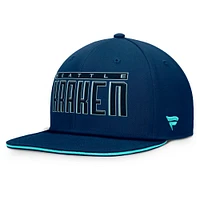 Men's Fanatics Navy Seattle Kraken Fundamental Gino Stack Text Snapback Hat