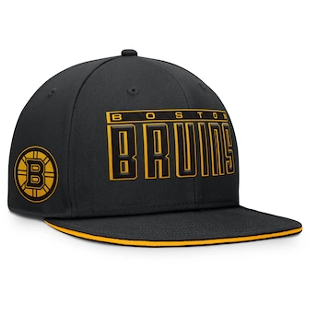 Men's Fanatics Black Boston Bruins Fundamental Gino Stack Snapback Hat