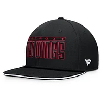 Men's Fanatics Black Detroit Red Wings Fundamental Gino Stack Text Snapback Hat