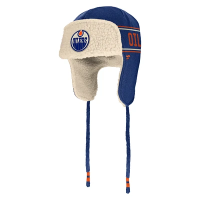 Men's Fanatics Royal Edmonton Oilers Heritage Brawler Alpine Vintage Knit Trapper Hat