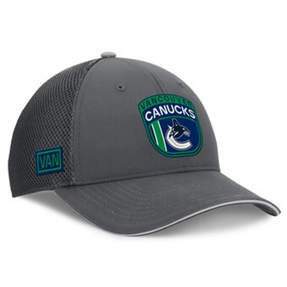 Men's Fanatics Gray Vancouver Canucks Authentic Pro Home Ice Trucker Adjustable Hat