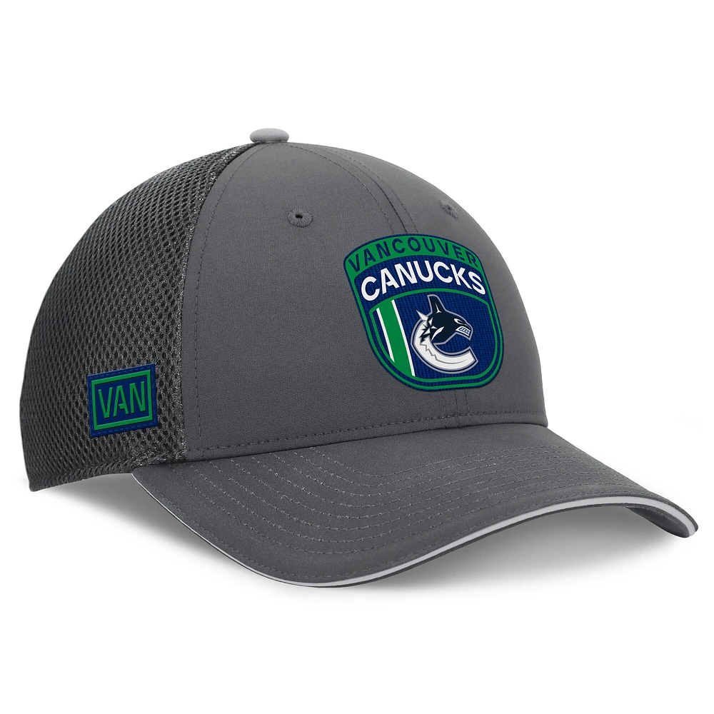 Men's Fanatics Gray Vancouver Canucks Authentic Pro Home Ice Trucker Adjustable Hat