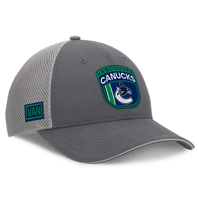 Men's Fanatics Gray Vancouver Canucks Authentic Pro Home Ice Trucker Adjustable Hat