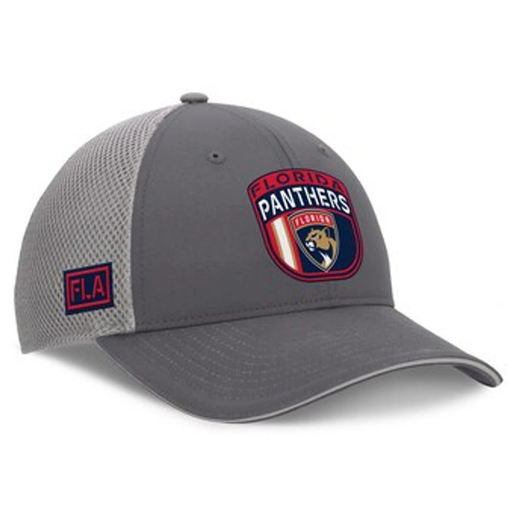 Men's Fanatics Gray Florida Panthers Authentic Pro Home Ice Trucker Adjustable Hat