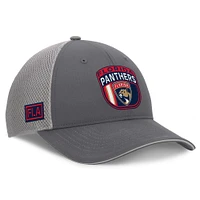 Men's Fanatics Gray Florida Panthers Authentic Pro Home Ice Trucker Adjustable Hat