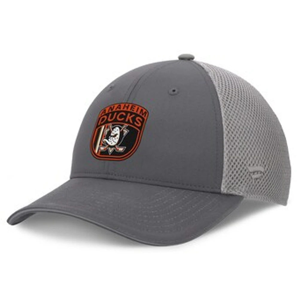 Men's Fanatics Gray Anaheim Ducks Authentic Pro Home Ice Trucker Adjustable Hat