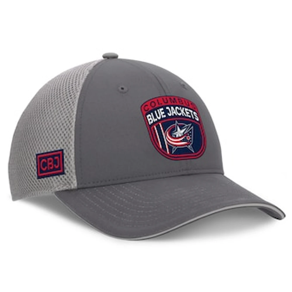 Men's Fanatics Gray Columbus Blue Jackets Authentic Pro Home Ice Trucker Adjustable Hat