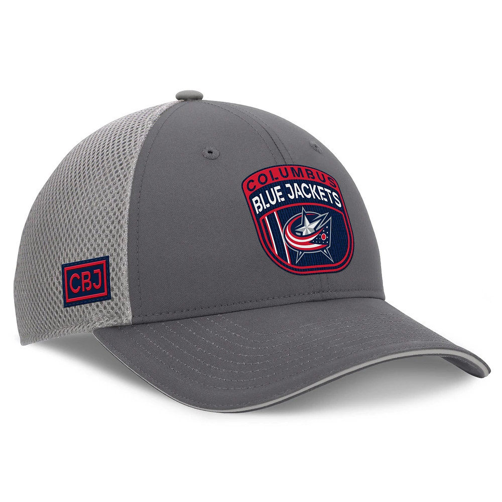 Men's Fanatics Gray Columbus Blue Jackets Home Ice Trucker Adjustable Hat