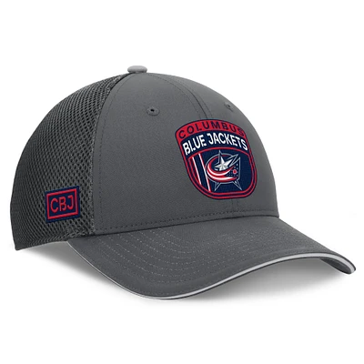 Men's Fanatics Gray Columbus Blue Jackets Authentic Pro Home Ice Trucker Adjustable Hat