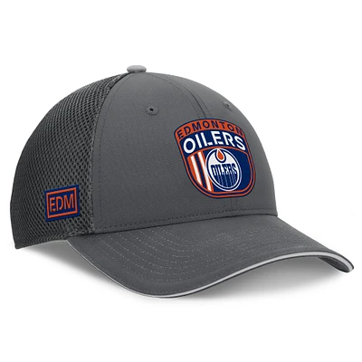 Men's Fanatics Gray Edmonton Oilers Authentic Pro Home Ice Trucker Adjustable Hat