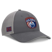 Men's Fanatics Gray Edmonton Oilers Authentic Pro Home Ice Trucker Adjustable Hat