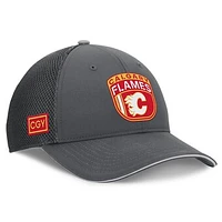 Men's Fanatics Gray Calgary Flames Authentic Pro Home Ice Trucker Adjustable Hat