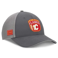 Men's Fanatics Gray Calgary Flames Authentic Pro Home Ice Trucker Adjustable Hat