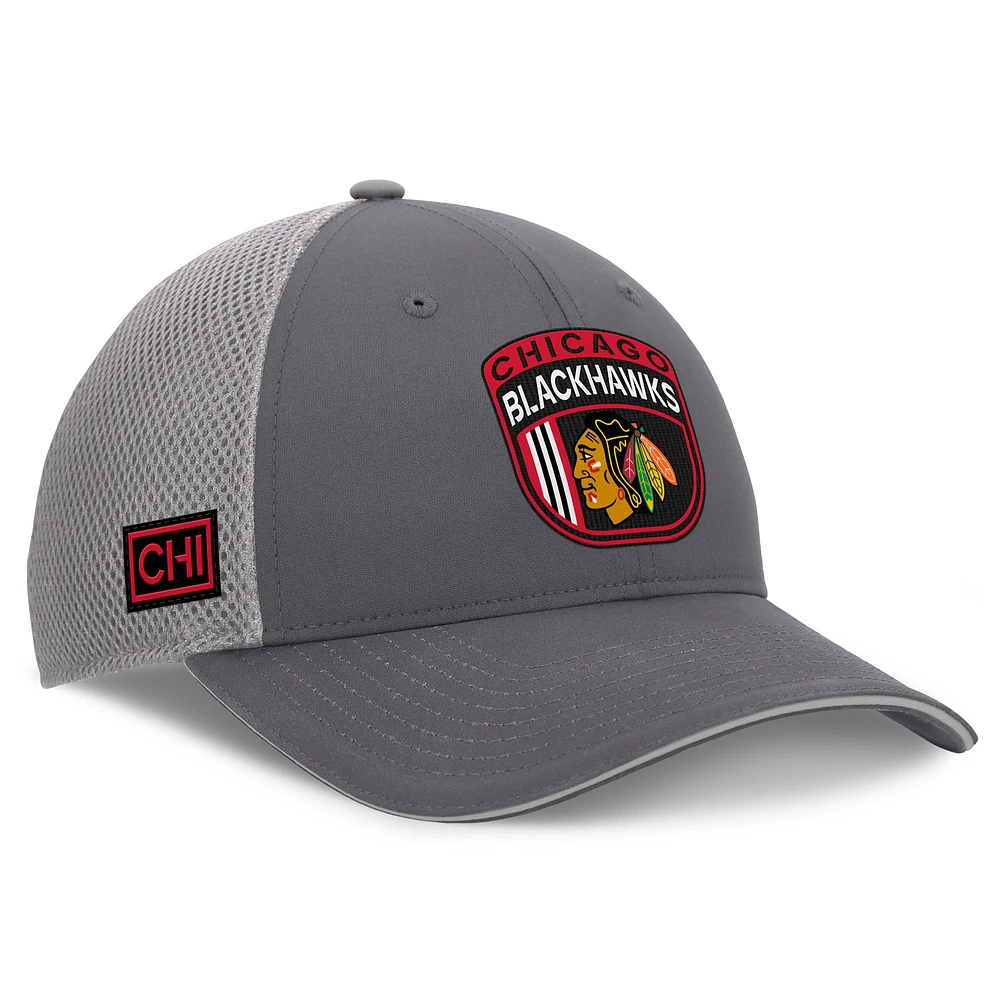 Men's Fanatics Gray Chicago Blackhawks Authentic Pro Home Ice Trucker Adjustable Hat