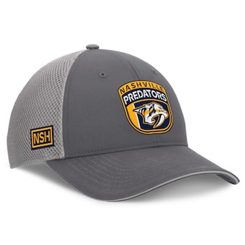 Men's Fanatics Gray Nashville Predators Authentic Pro Home Ice Trucker Adjustable Hat