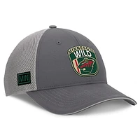 Men's Fanatics Gray Minnesota Wild Authentic Pro Home Ice Trucker Adjustable Hat