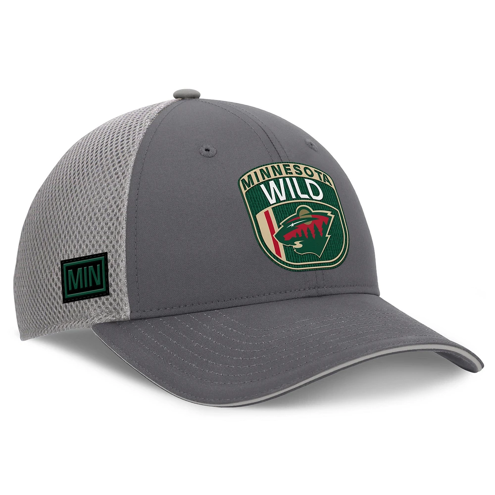 Men's Fanatics Gray Minnesota Wild Authentic Pro Home Ice Trucker Adjustable Hat