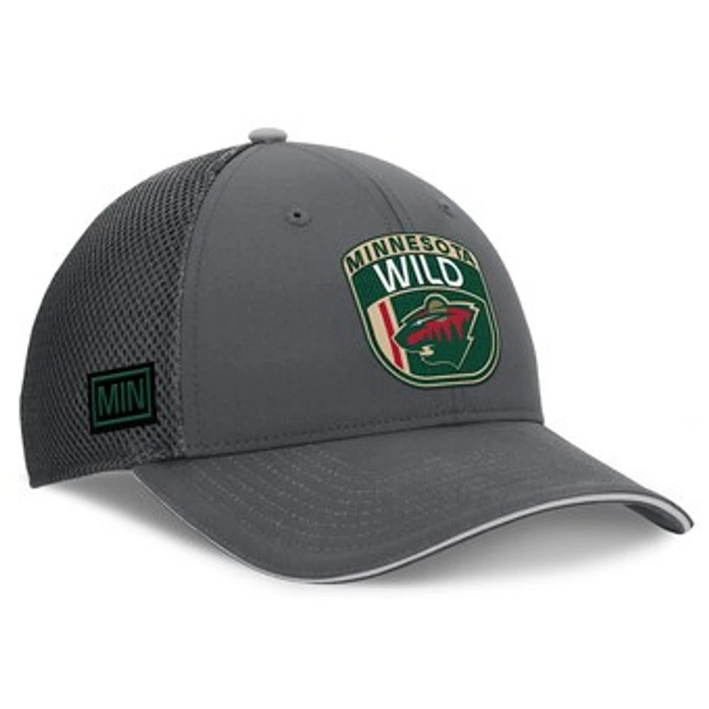 Men's Fanatics Gray Minnesota Wild Authentic Pro Home Ice Trucker Adjustable Hat