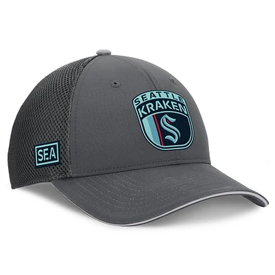 Men's Fanatics Gray Seattle Kraken Authentic Pro Home Ice Trucker Adjustable Hat