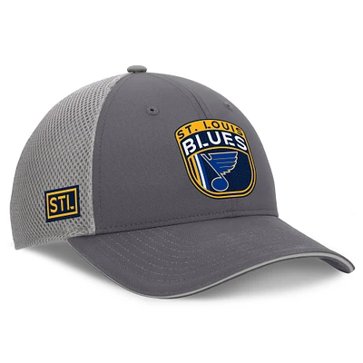 Men's Fanatics Gray St. Louis Blues Authentic Pro Home Ice Trucker Adjustable Hat