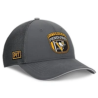 Men's Fanatics Gray Pittsburgh Penguins Authentic Pro Home Ice Trucker Adjustable Hat