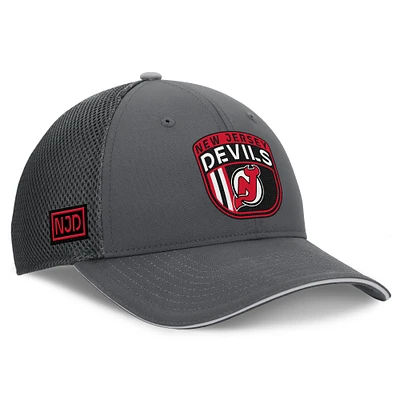 Men's Fanatics Gray New Jersey Devils Authentic Pro Home Ice Trucker Adjustable Hat