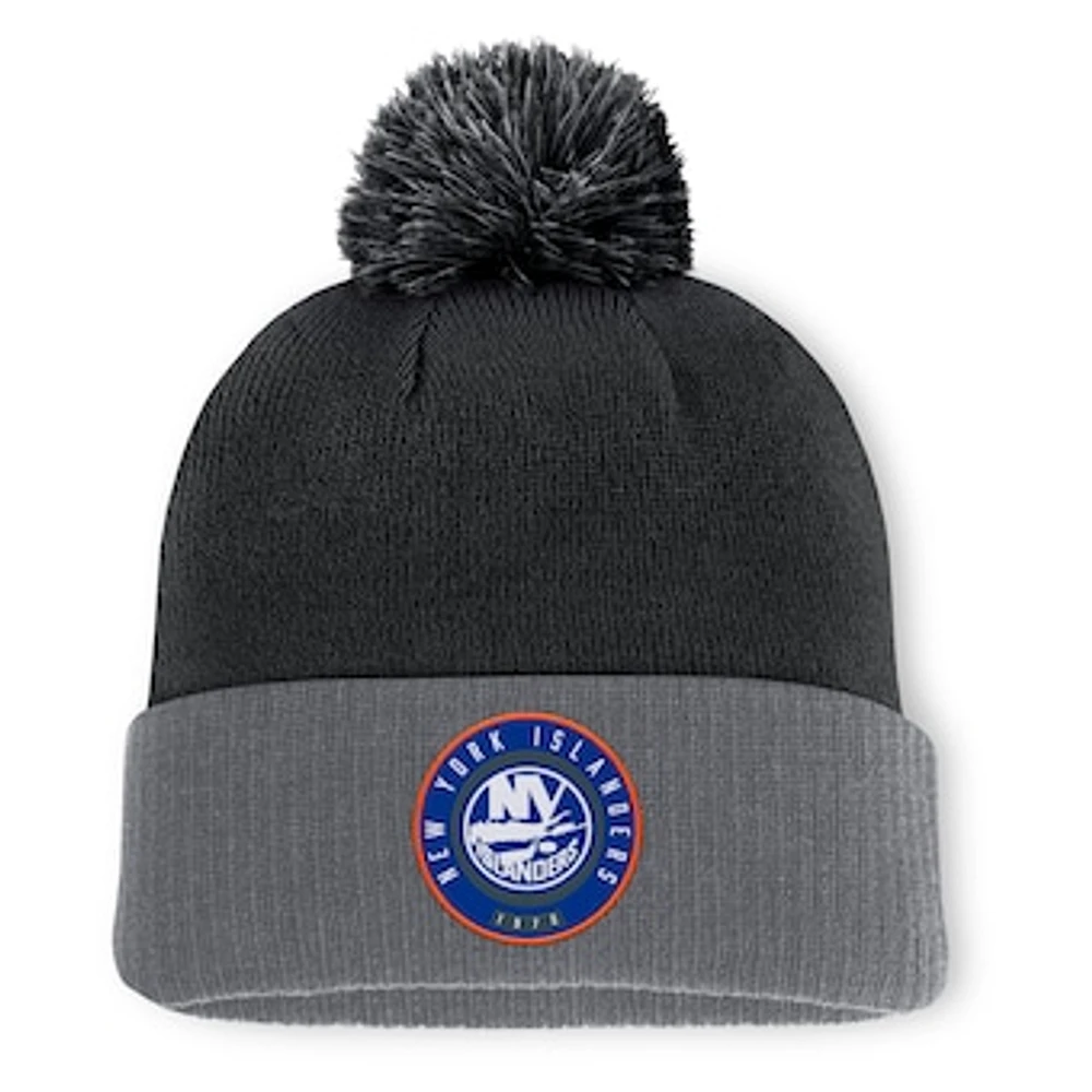 Men's Fanatics  Black New York Islanders Cuffed Knit Hat with Pom