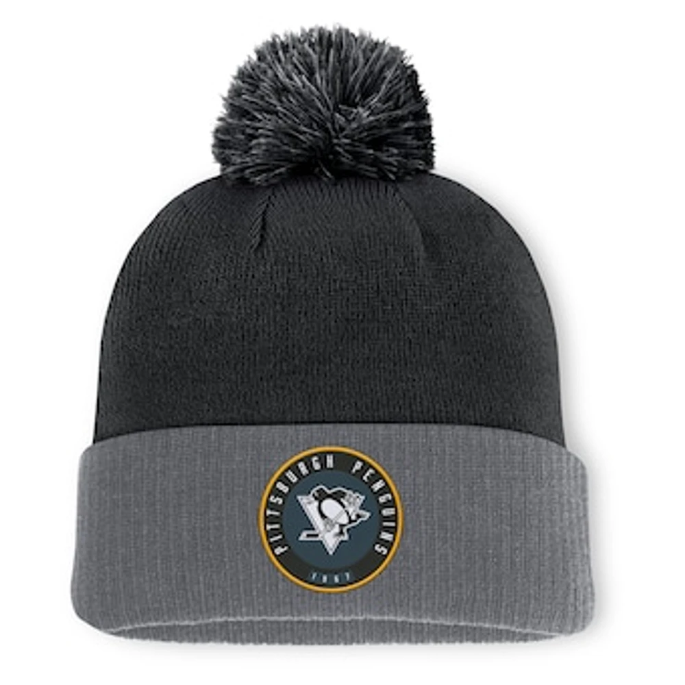 Men's Fanatics  Black Pittsburgh Penguins Cuffed Knit Hat with Pom