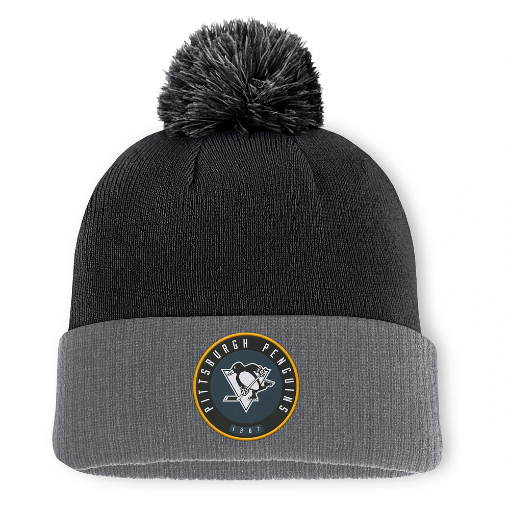 Men's Fanatics  Black Pittsburgh Penguins Cuffed Knit Hat with Pom