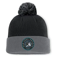 Men's Fanatics  Black San Jose Sharks Cuffed Knit Hat with Pom