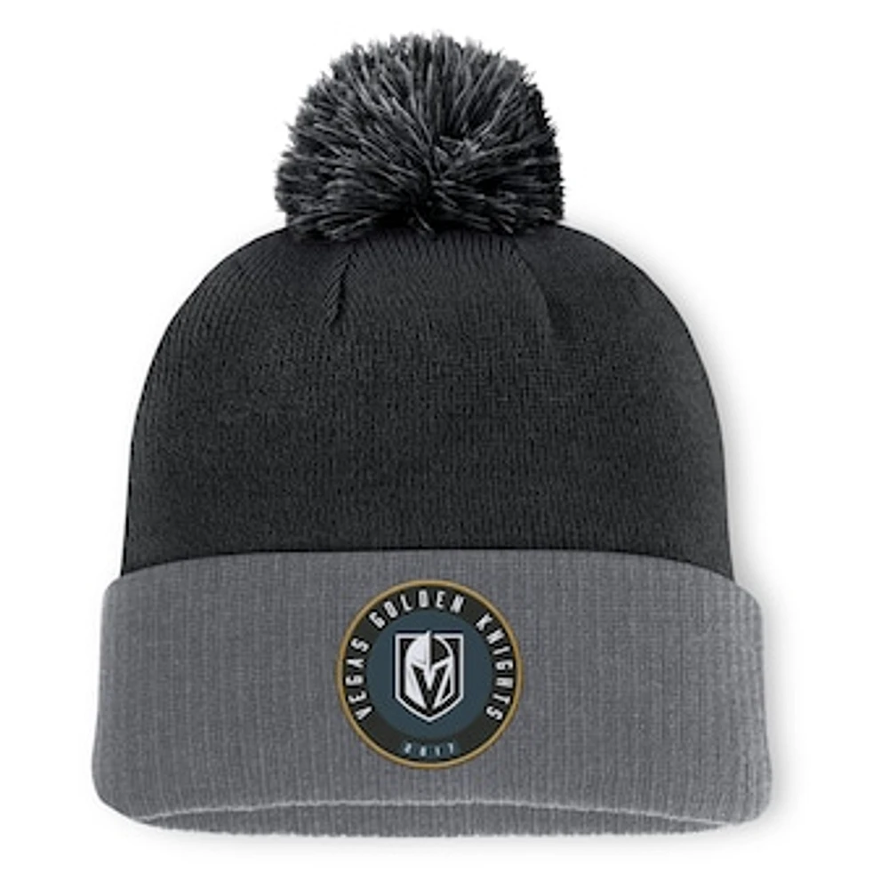 Men's Fanatics  Black Vegas Golden Knights Cuffed Knit Hat with Pom