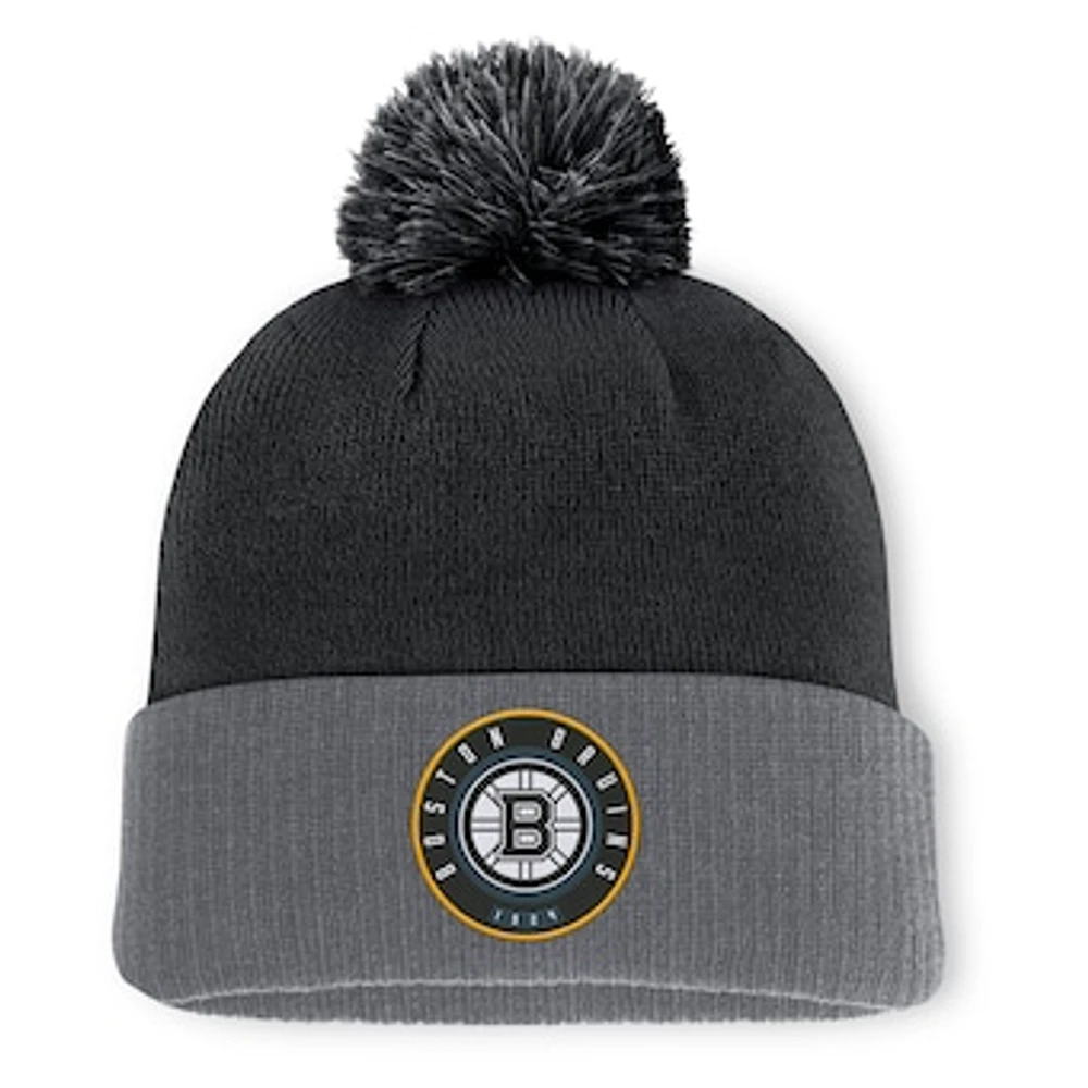 Men's Fanatics  Black Boston Bruins Cuffed Knit Hat with Pom