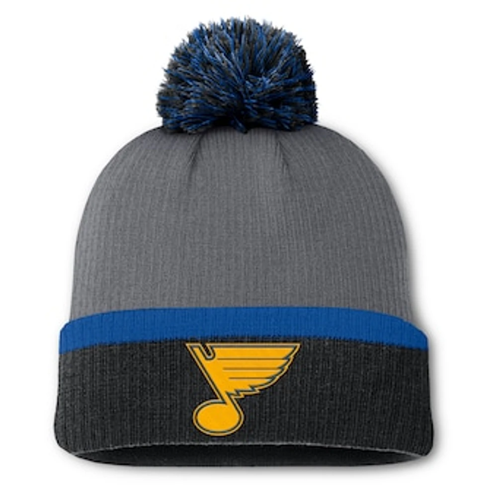 Women's Fanatics  Charcoal St. Louis Blues Cuffed Knit Hat with Pom