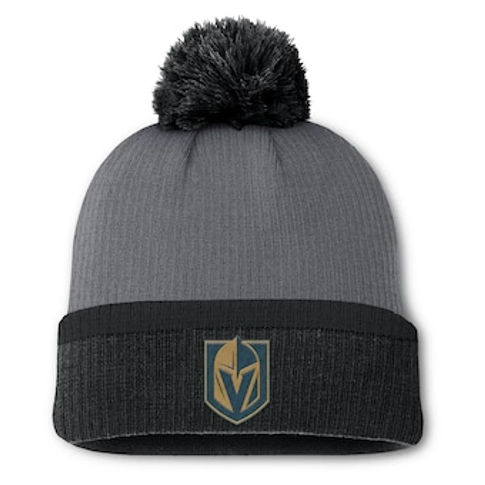 Women's Fanatics  Charcoal Vegas Golden Knights Cuffed Knit Hat with Pom