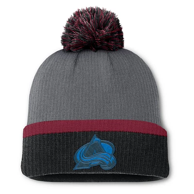 Women's Fanatics  Charcoal Colorado Avalanche Cuffed Knit Hat with Pom